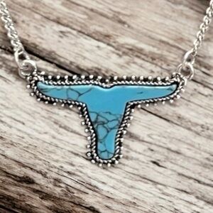 Longhorn Western Turquoise Stone Necklace